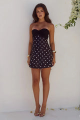Kadie Mini Dress - Black/White Polka